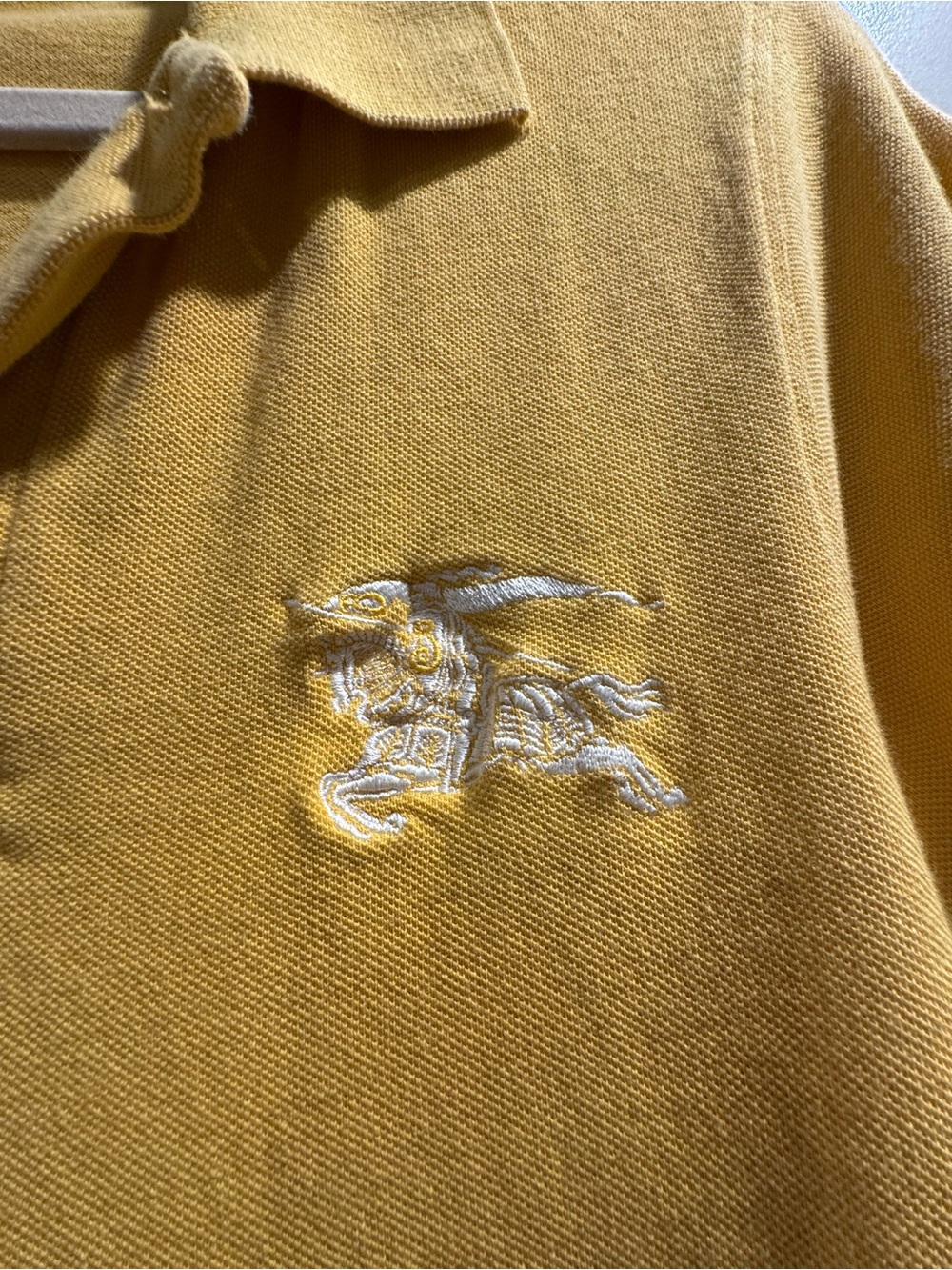 Men’s Burberry Yellow Polo Shirt with Chest Logo - Picture 2 of 6